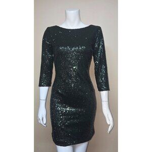 Gianni Bini GIANNA Green Sequin Party 3/4 Sleeve Dress Size XS NEW Retail $129